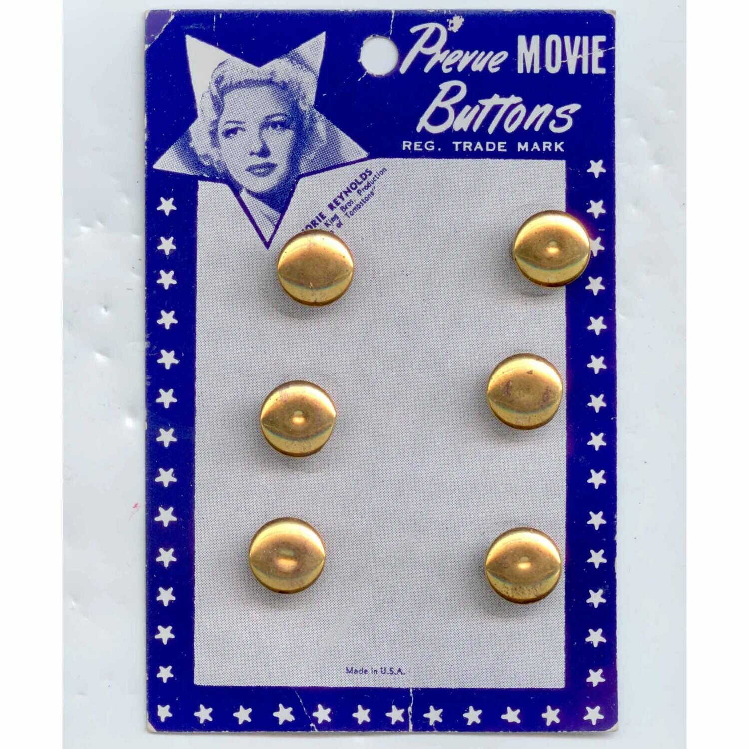 &quot;Prevue Movie Buttons&quot; Marjorie Reynolds, Original Card