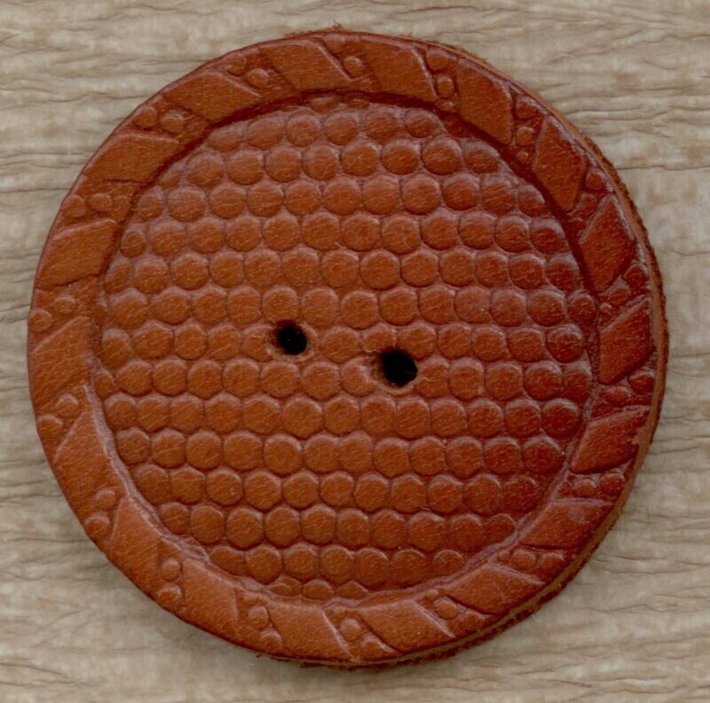 Leather Button with &quot;PAT. NO.&quot; Back Mark