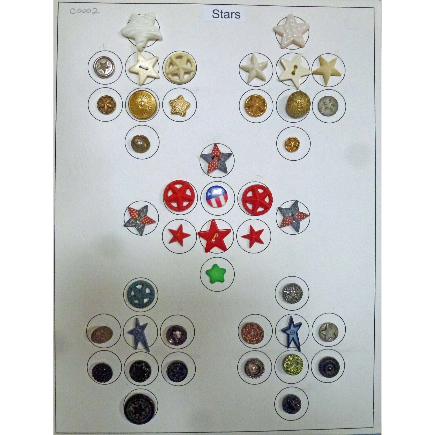 Card of 42 Star Buttons