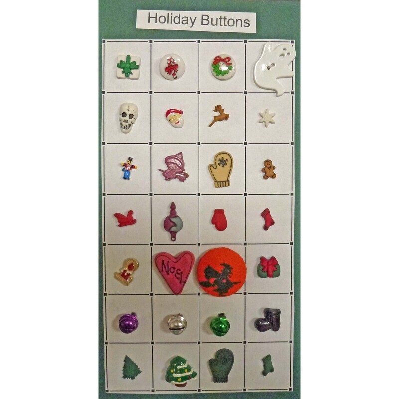 Card of 28 Holiday Buttons (Halloween and Christmas)