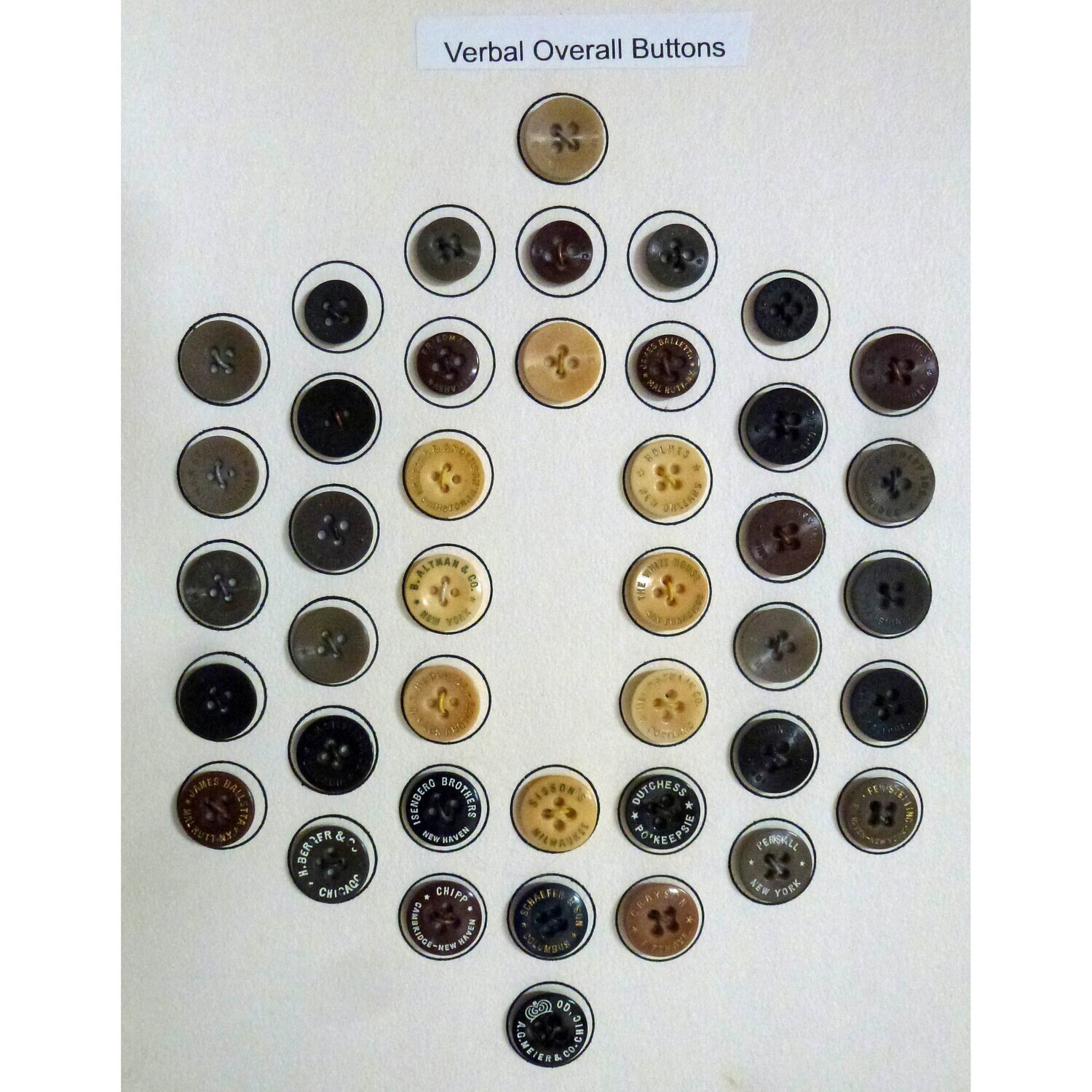 Card of 42 Verbal Overall Buttons