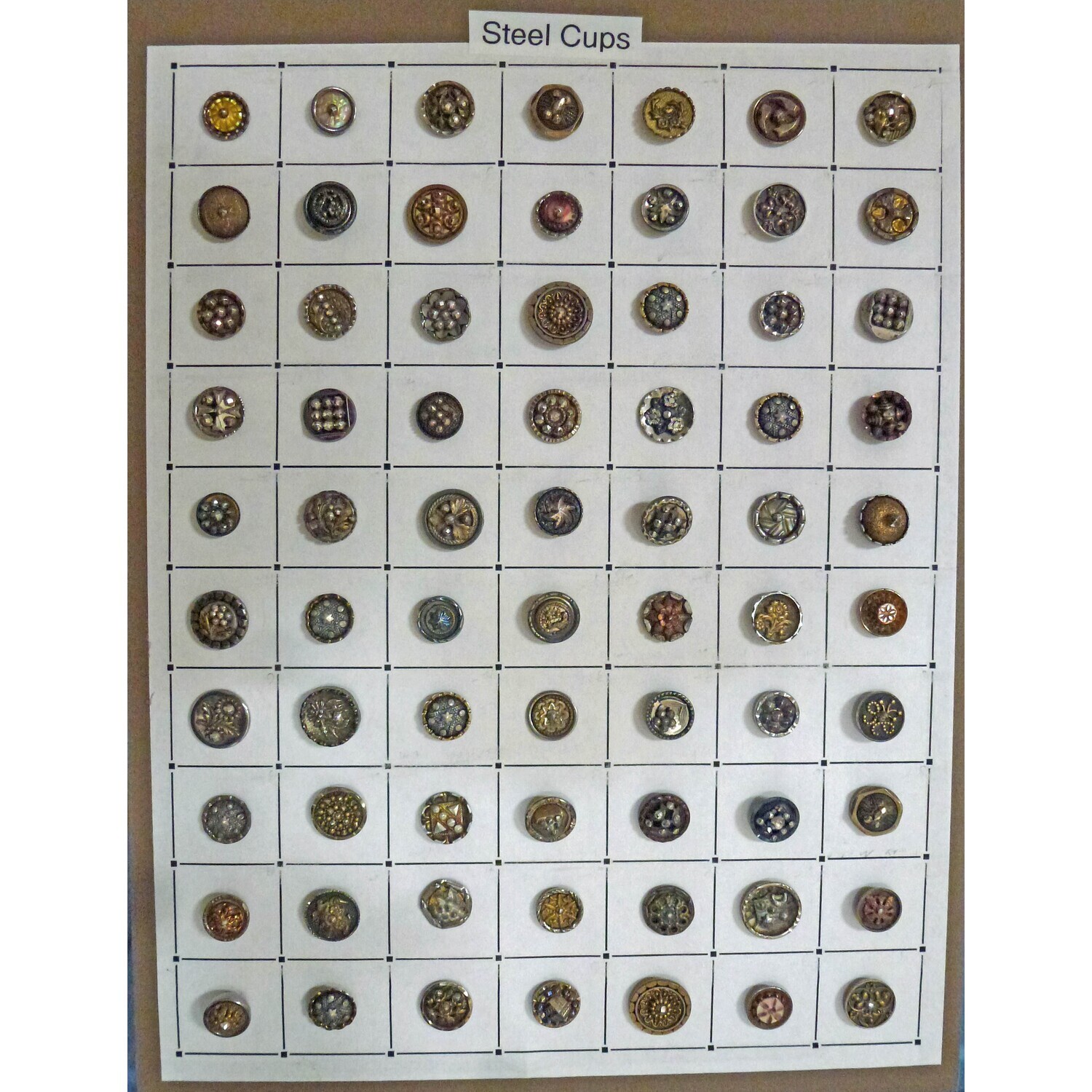 Card of 70 Small Steel Cup Buttons