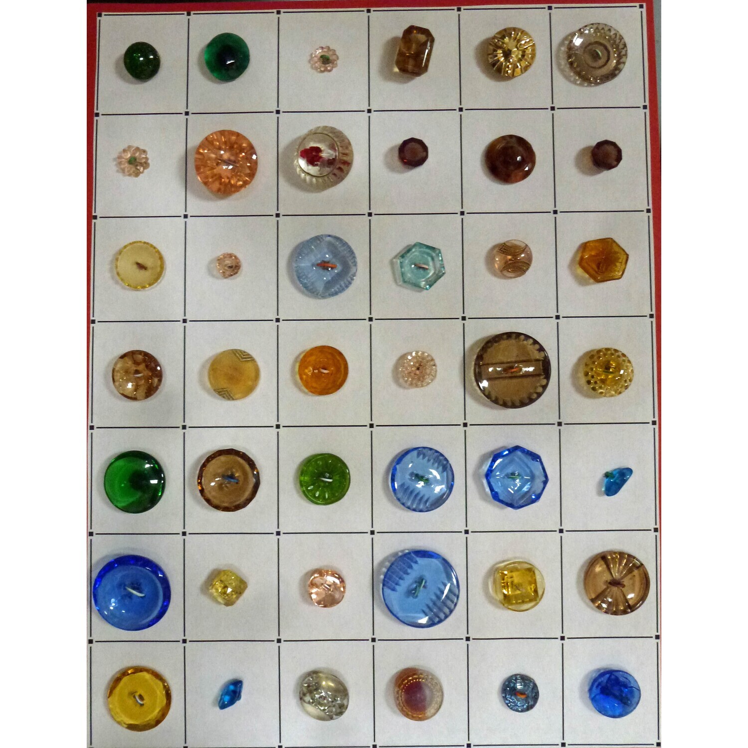 Card of 42 Transparent Glass Buttons