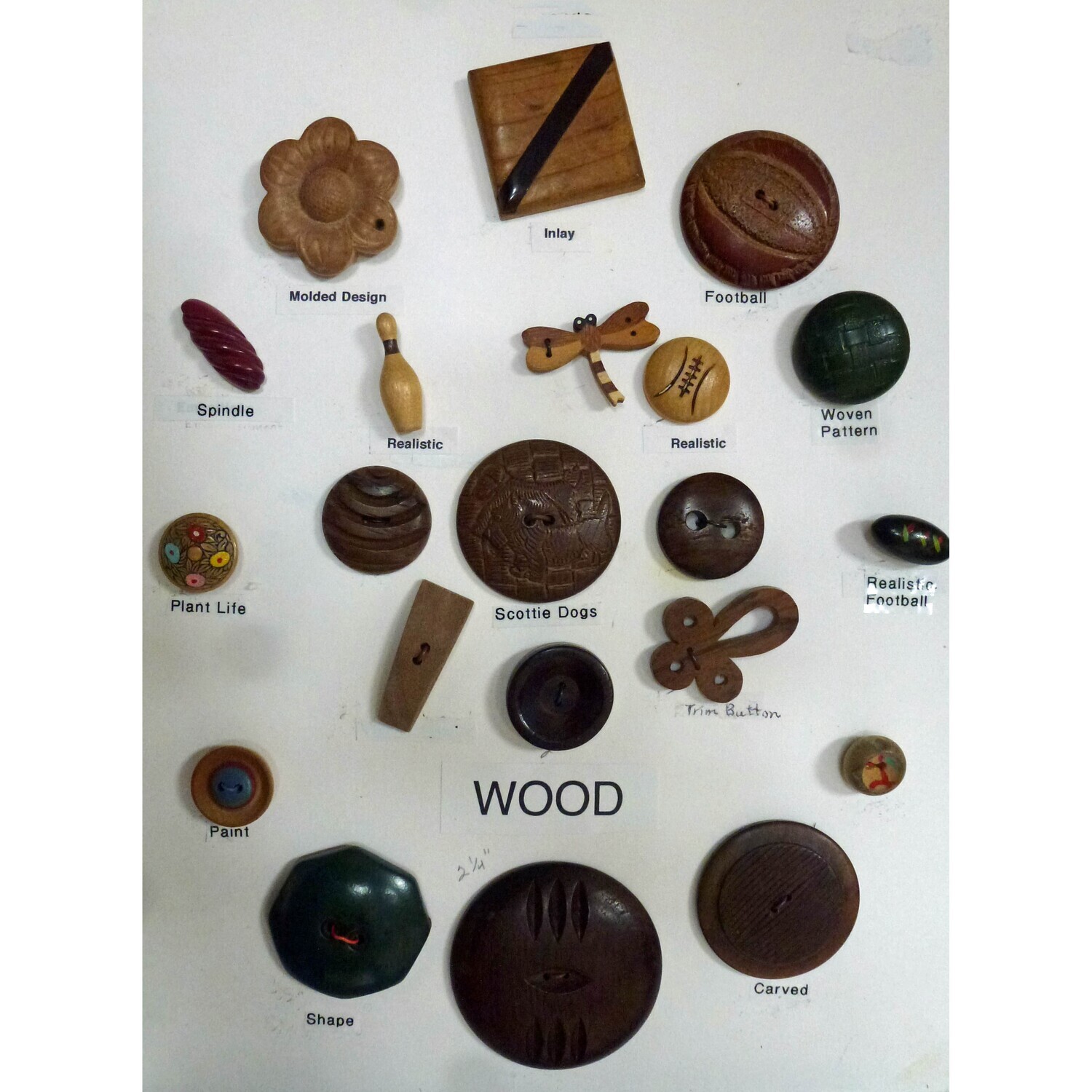 Card of 21 Wood Buttons
