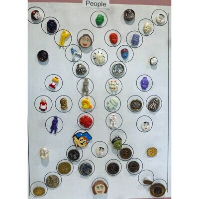Card of 45 buttons and one Bead with People