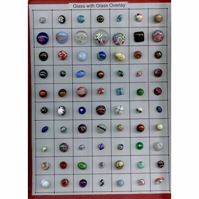 Card of 70 Glass Buttons with Glass Overlay