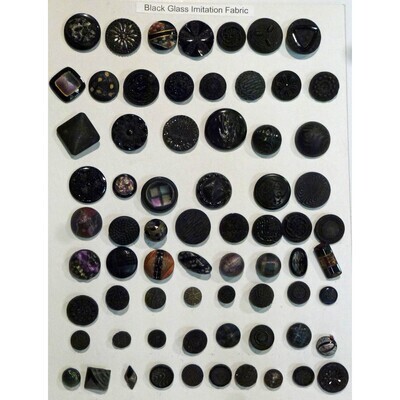 Card of 69 Imitation Fabric Black Glass