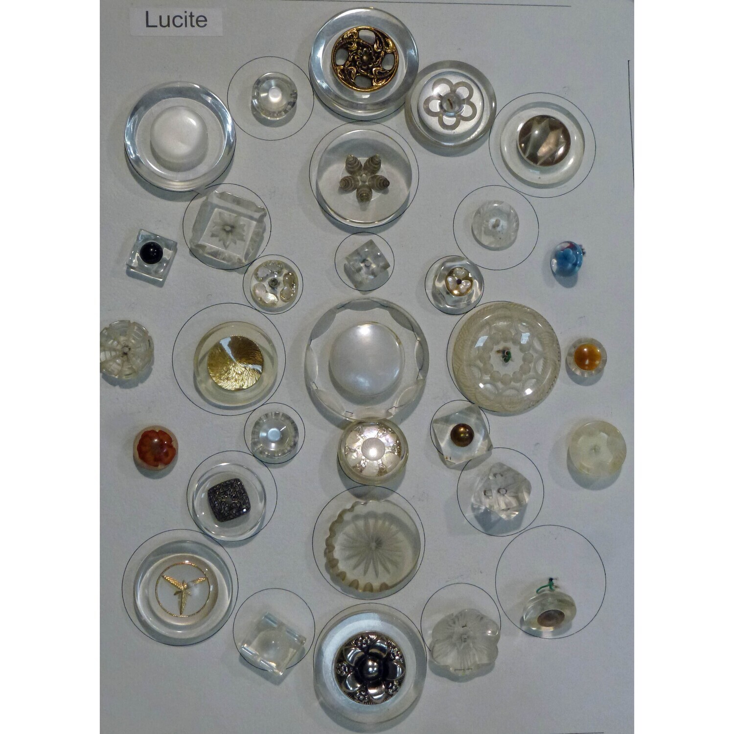 Card of 31 Lucite Buttons