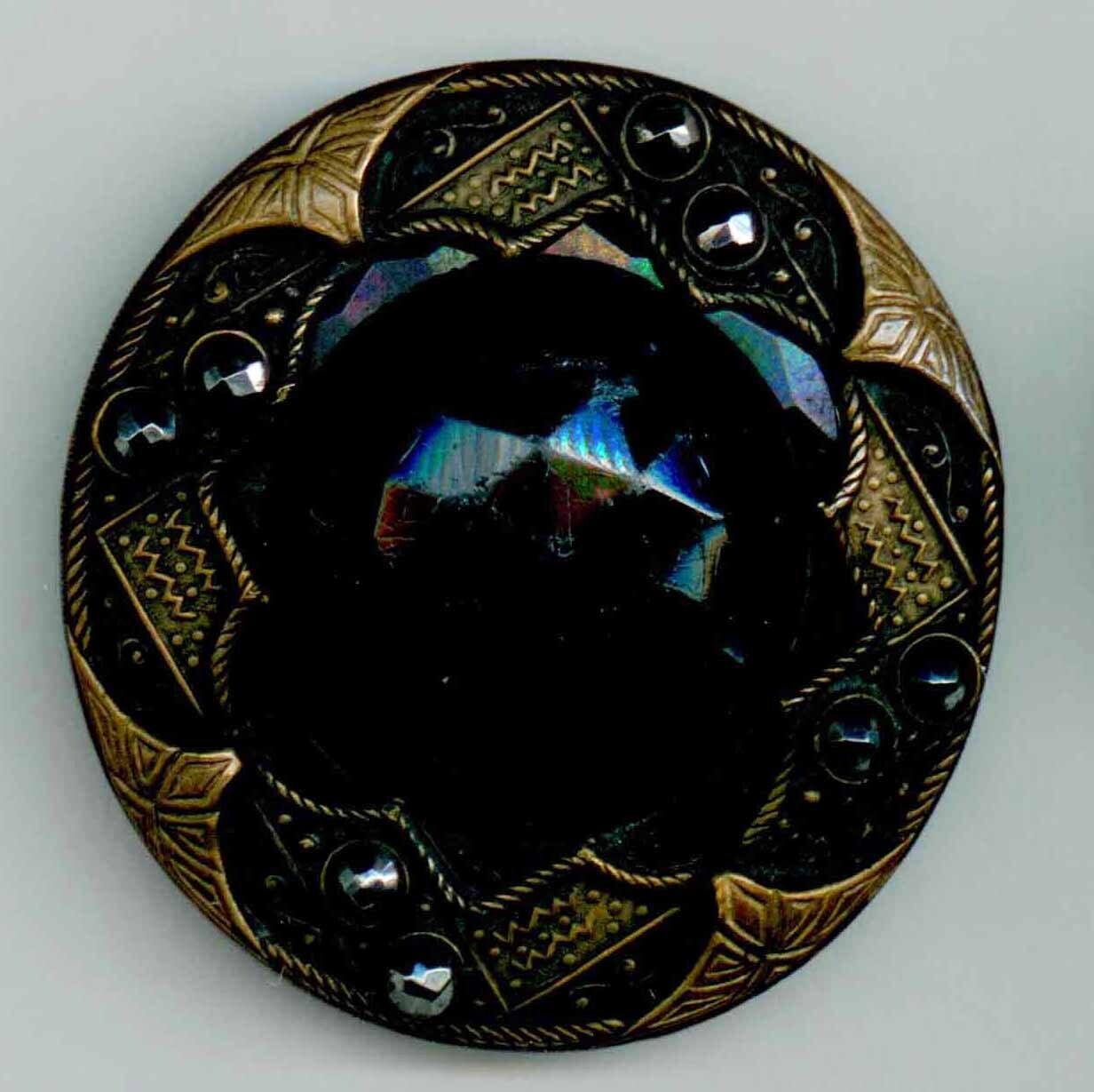 Black Glass in Metal with Cut Steel Embellishment