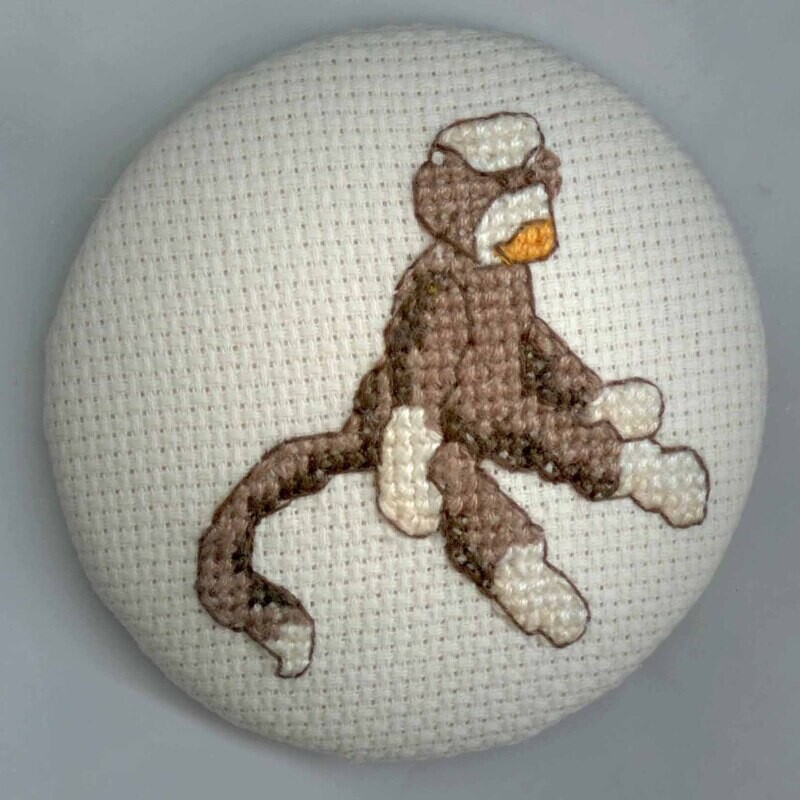 Toy Monkey, Stitched on Fabric