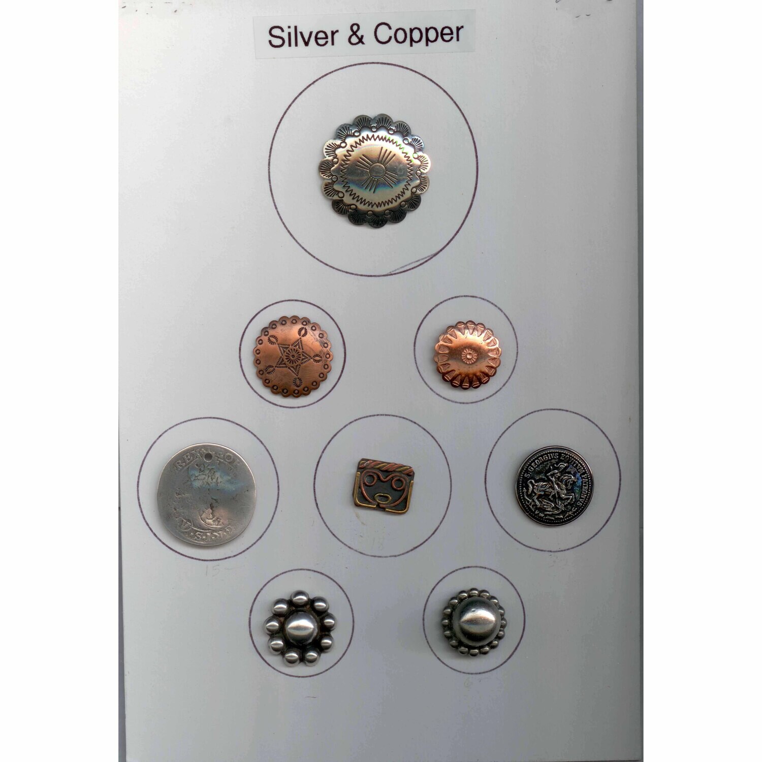 Card of Silver &amp; Copper Buttons