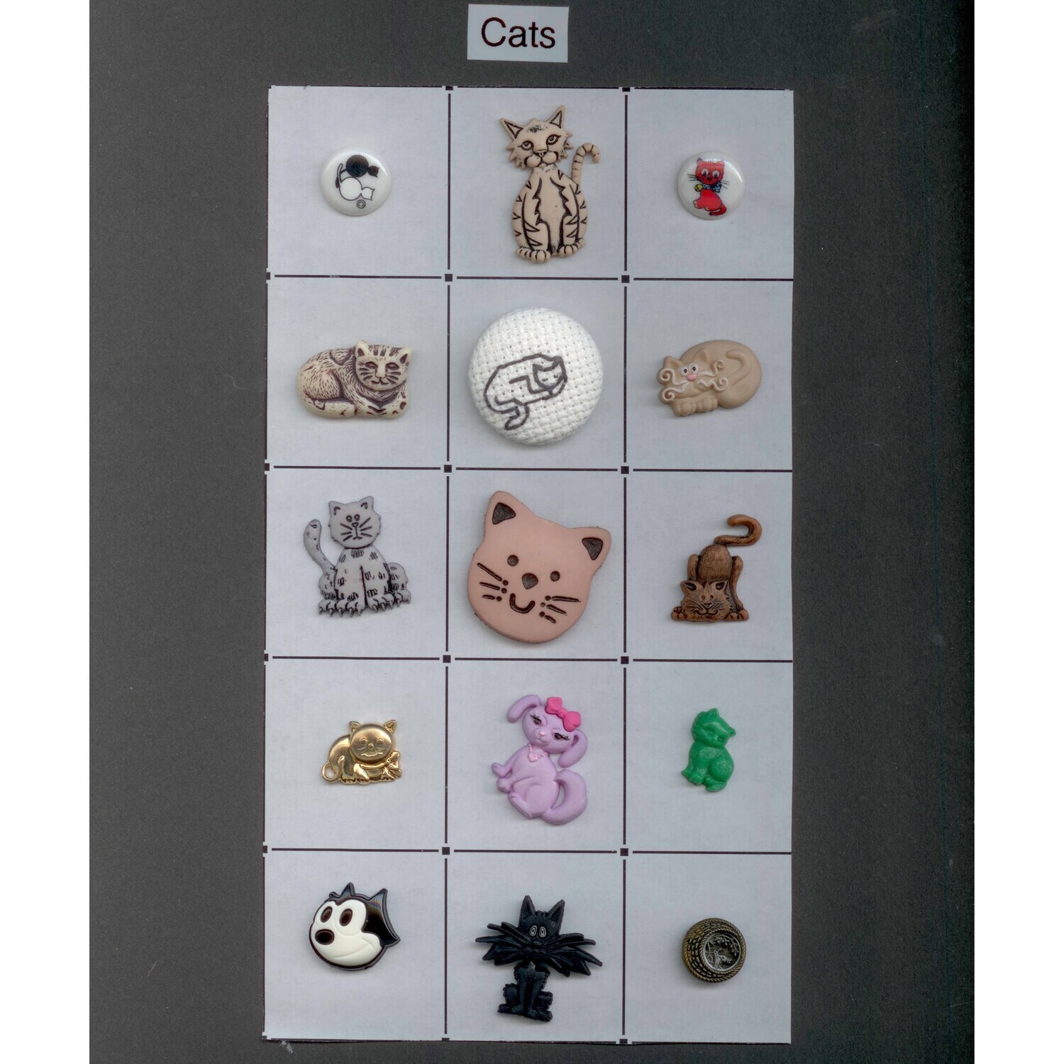 Card of 15 Cat Buttons