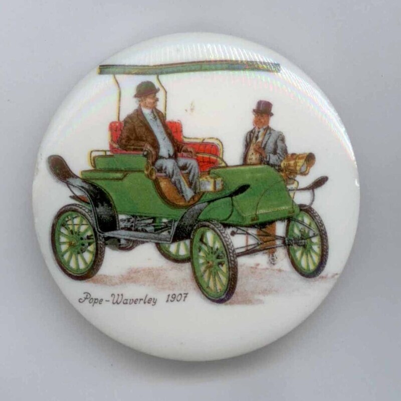 Transfer on Porcelain, Verbal, &quot;Pope Waverly 1907&quot;