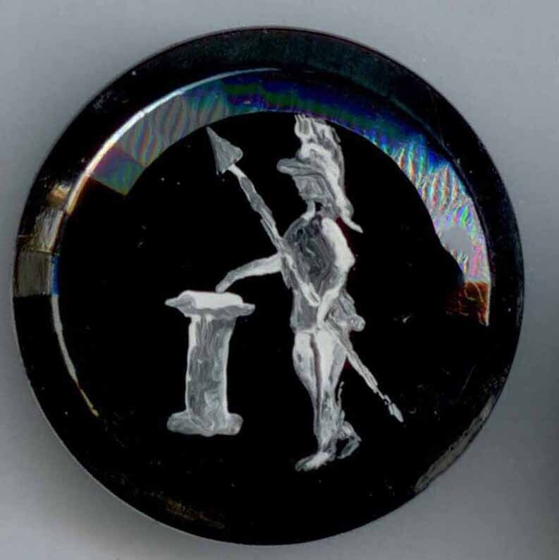 Hand Painted Knight on Black Glass
