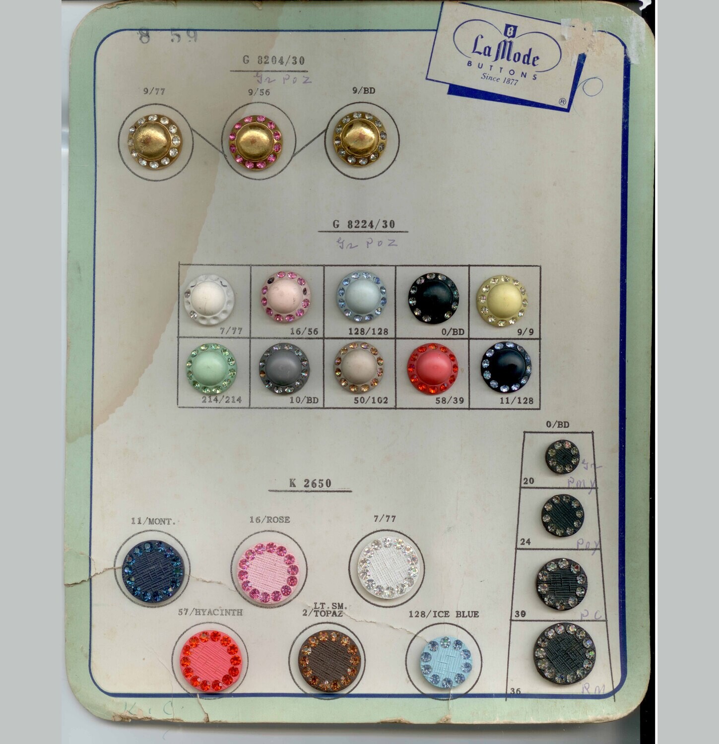 LaMode Salesman&#39;s Sample card