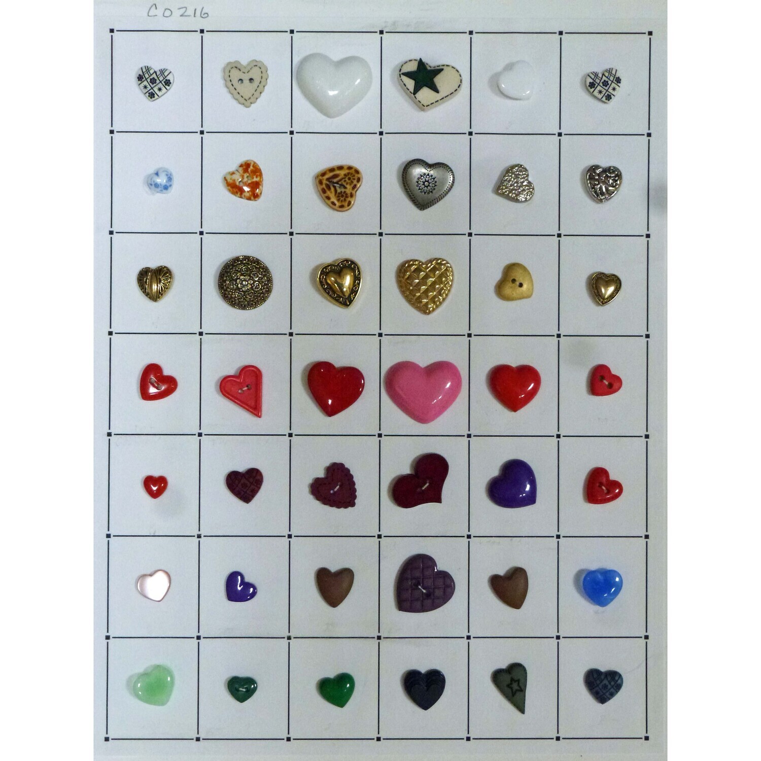Card of 41 Heart Buttons