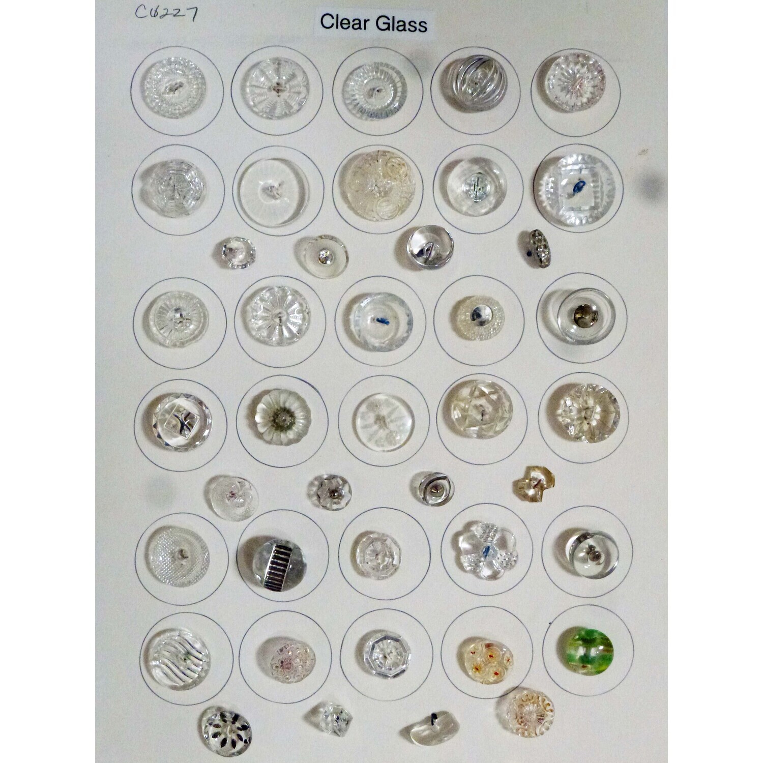 Card of 42 Clear Glass Buttons