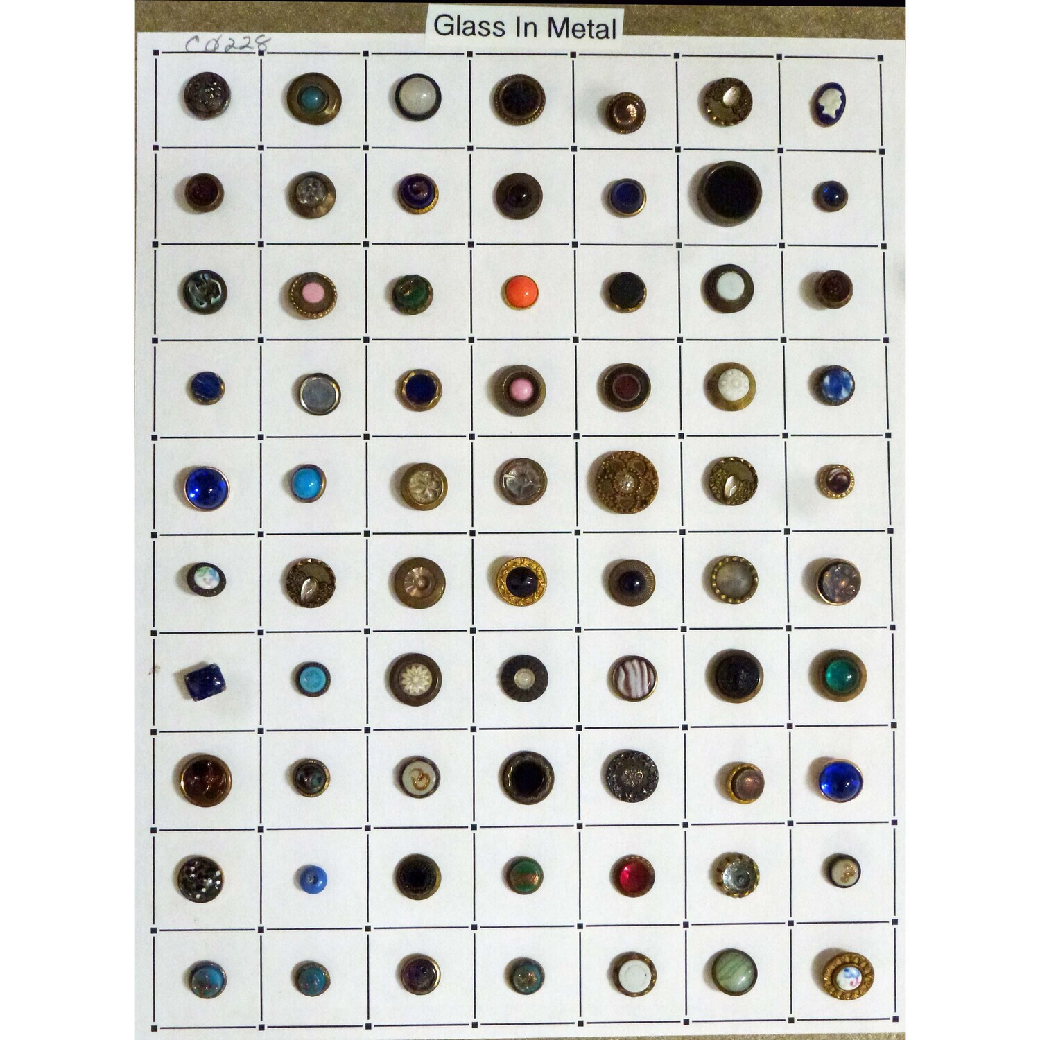 70 Glass In Metal Buttons