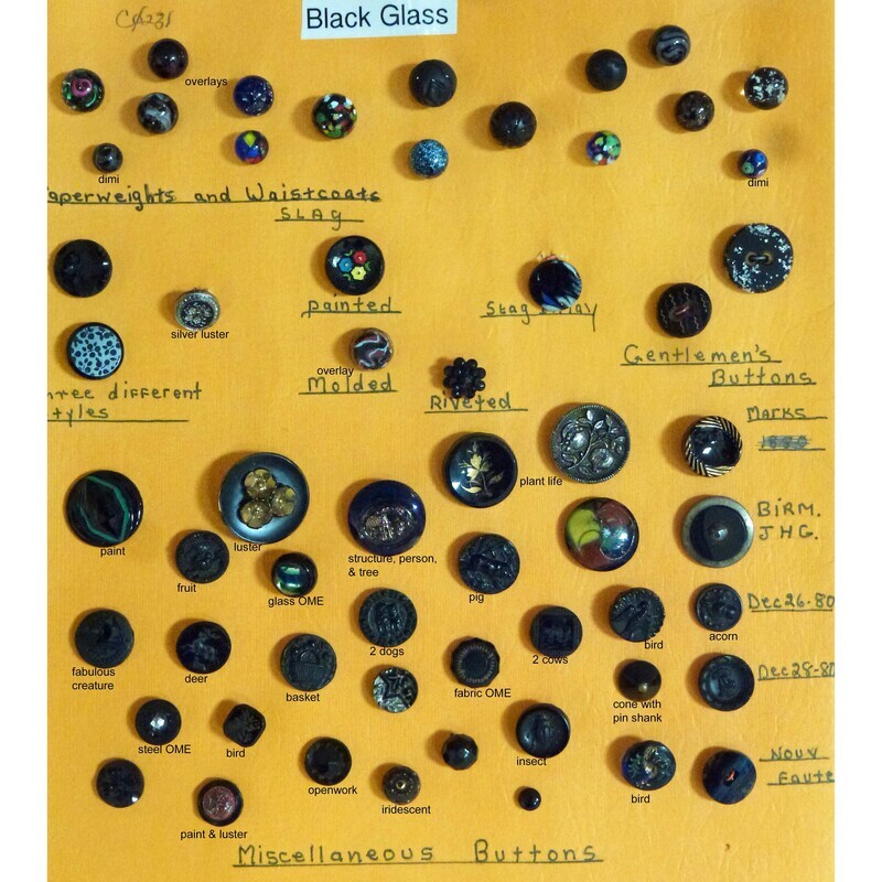 58 Black Glass Buttons