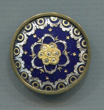 Enamel, Cobalt Blue with Gold/Silver Design