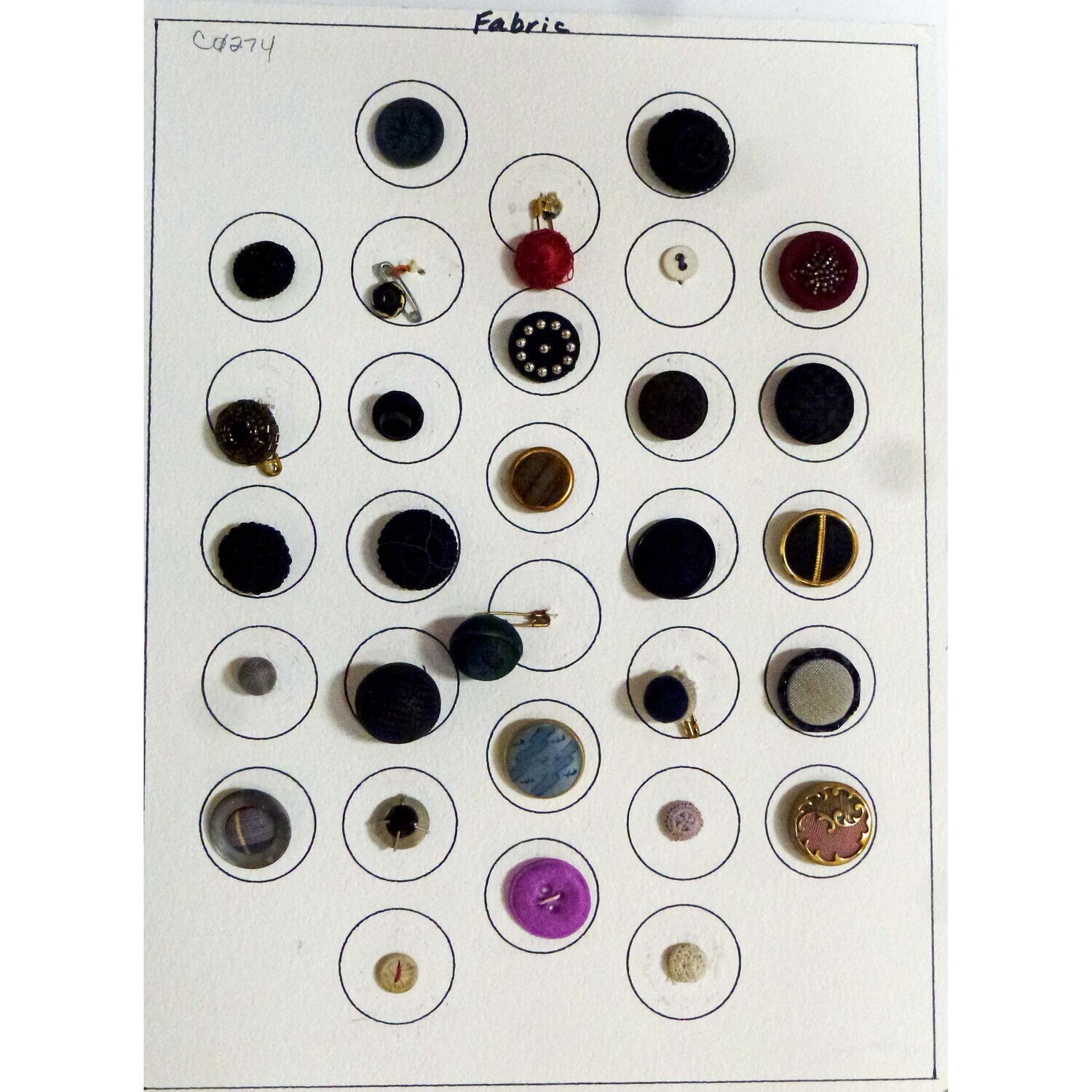 Card of 30 Fabric Buttons