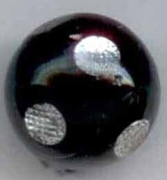 Black Glass Swirl Back Ball with Foil Dots
