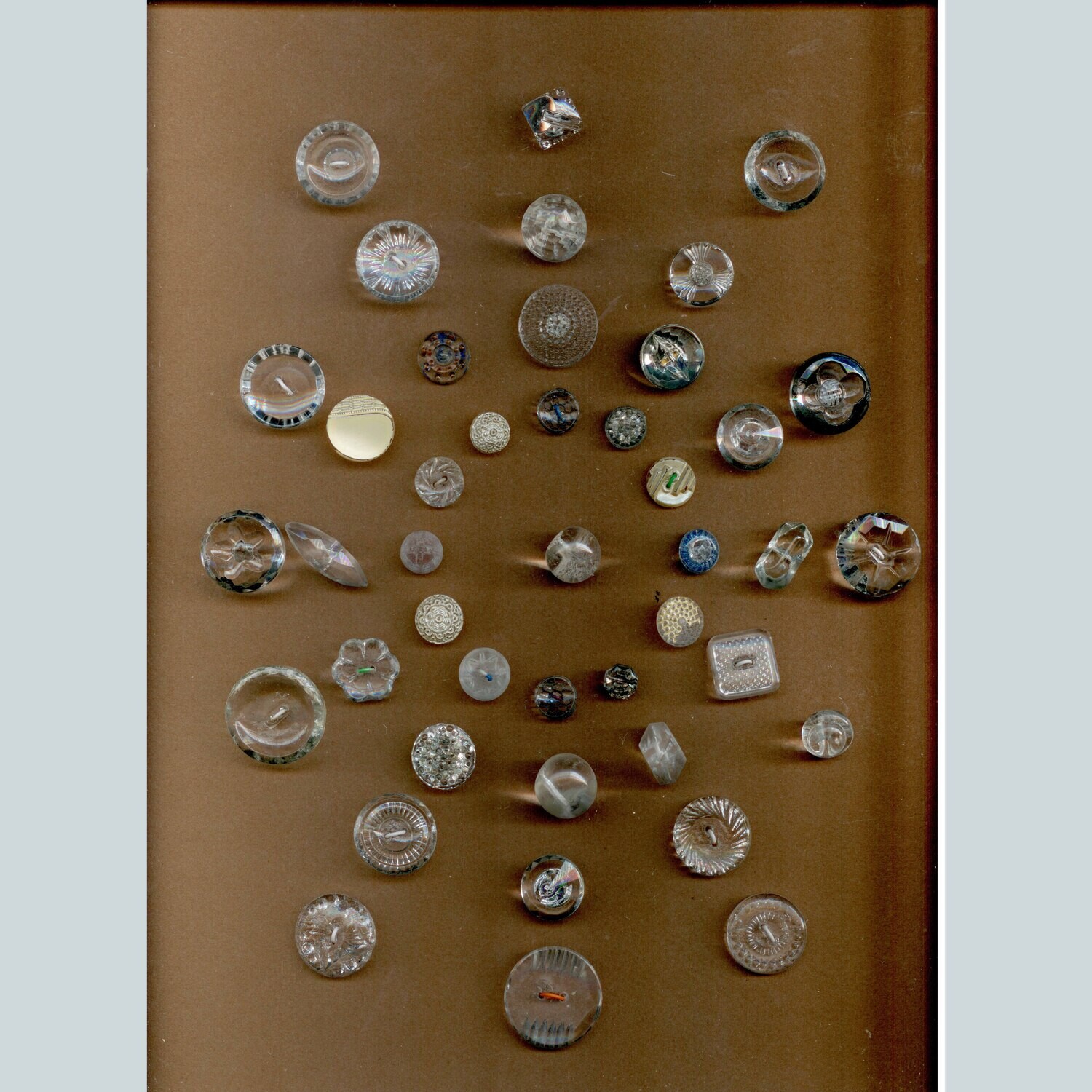 Card of 43 Clear Glass Buttons