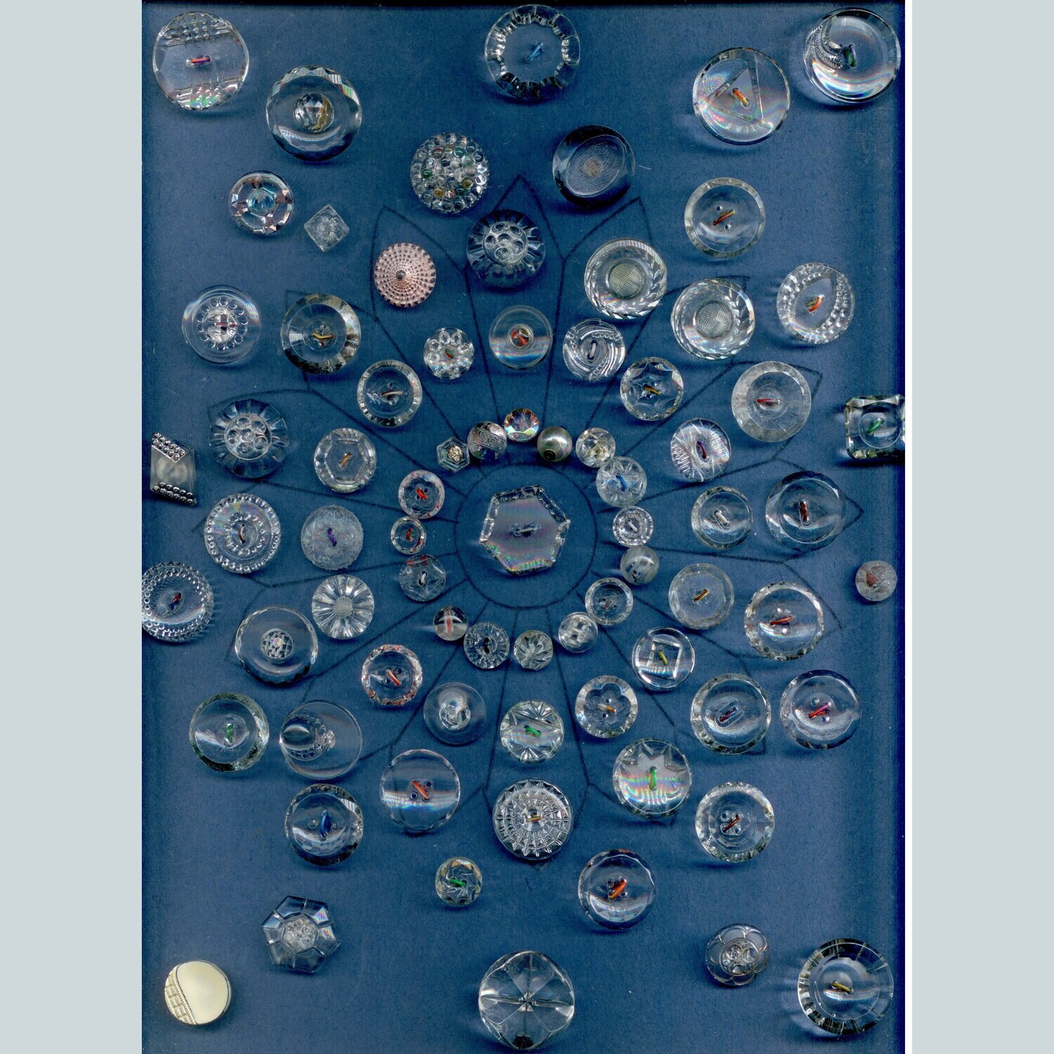 Card of 75 Clear Glass Buttons
