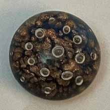Transparent Blue Paperweight with Floating Bubbles &amp; Goldstone