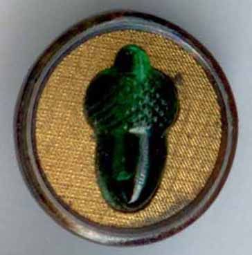 Green Glass Acorn in Metal