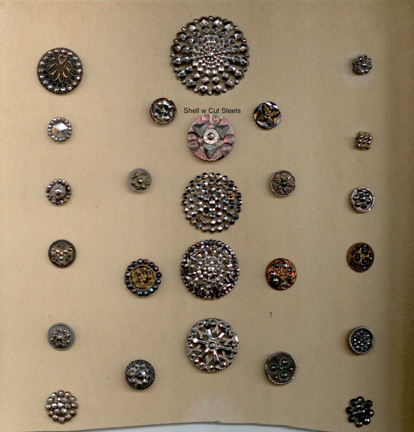 Card of buttons with Cut Steels