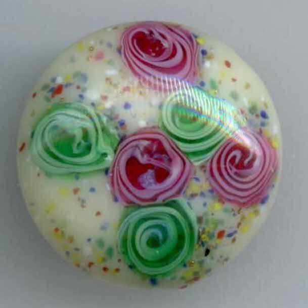 Medium Rosette Shank Button, Glows Green with Black Light