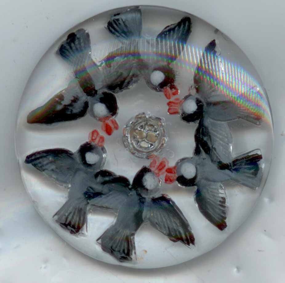 Glass with reverse painted back Birds