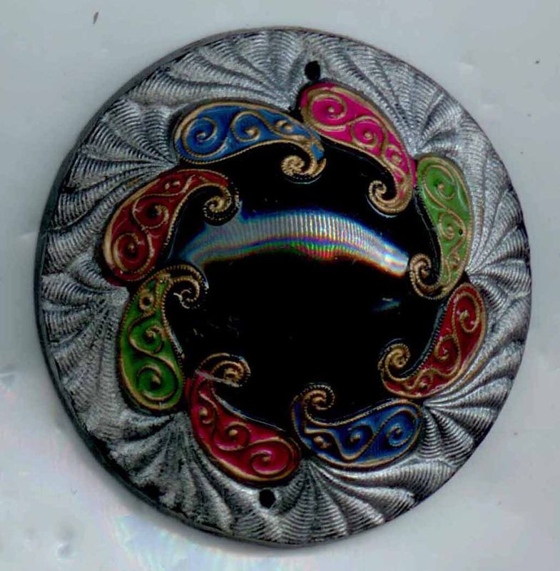 ​Black Glass Trim with Paisley Design