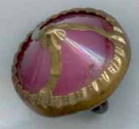 Pink Glass in Metal, Bound with Brass