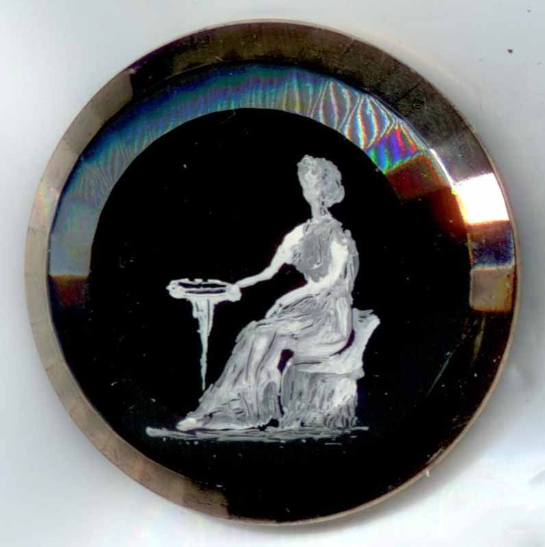 Painted Black Glass Lady, Sitting