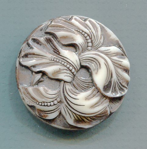 White Glass Flower with Brown Accent