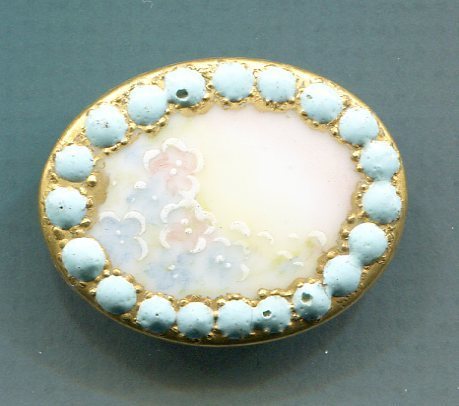 Porcelain Stud, Flowers with Border