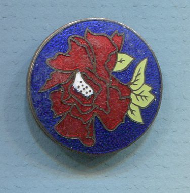 Enamel, Blue with Red Flower