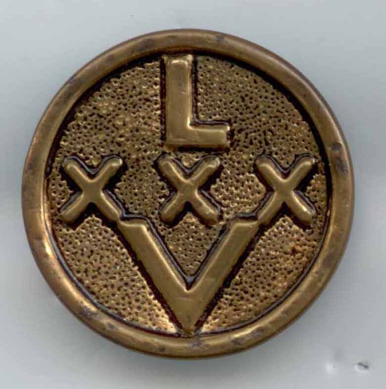 Verbal &quot;LXXXV&quot; Rebus Button, Roman Numeral for 85