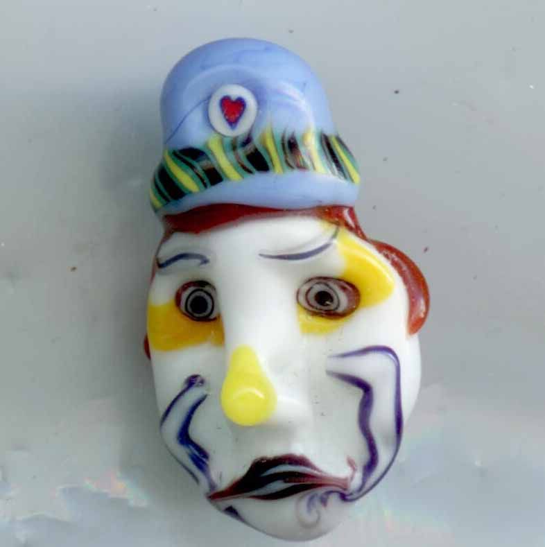 Lampwork Head, &quot;JC 99&quot; back mark