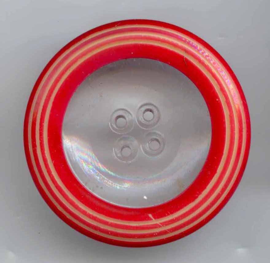 Clear Glass with red painted rim