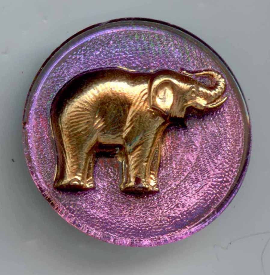 Glass, Gold Luster Elephant, painted back