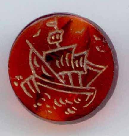 Ruby Glass, Incised Boat