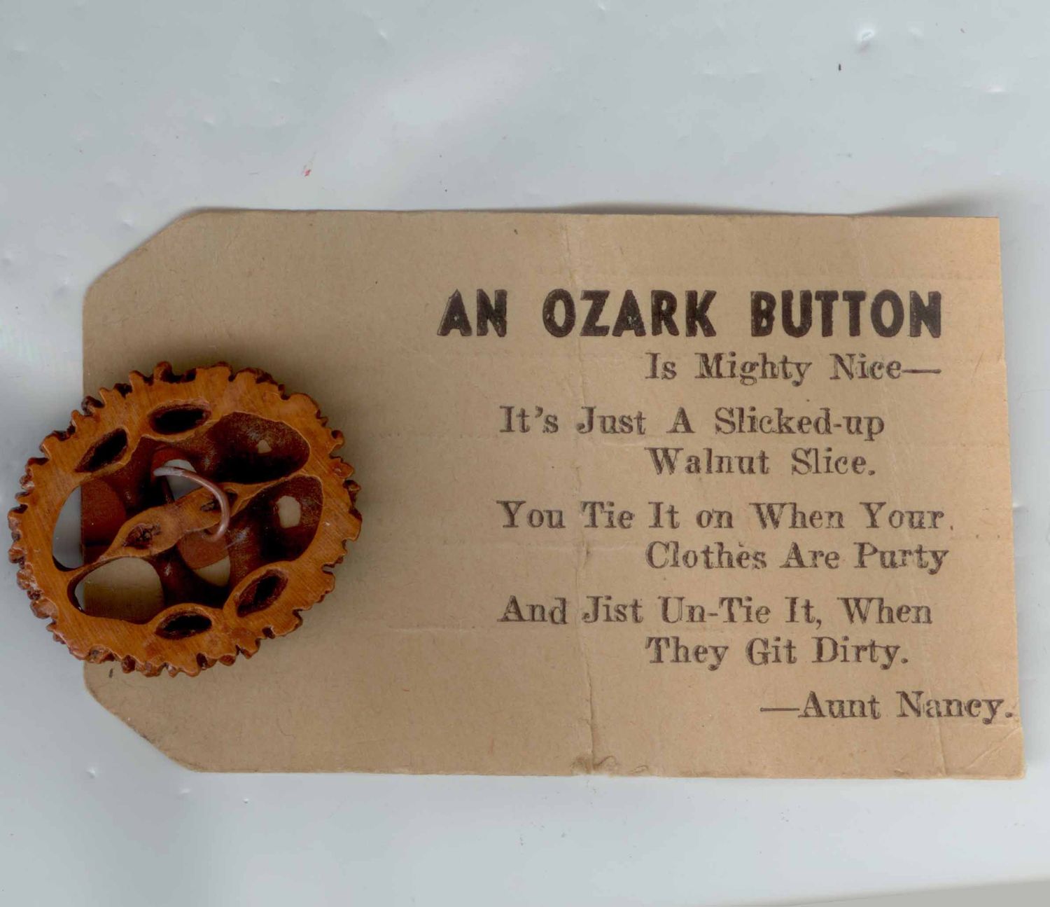 Walnut Button with Tag