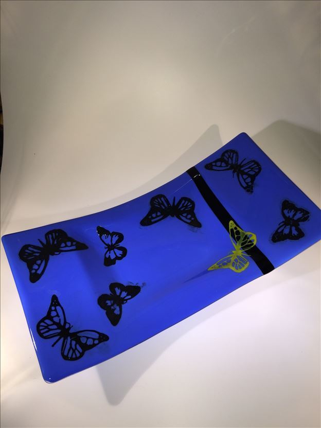 Blue butterfly platter