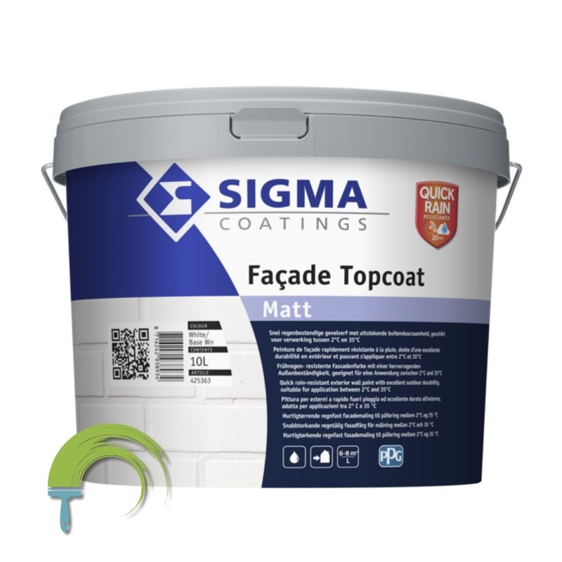 Sigma Facade Topcoat Matt – peinture de façade mate avec Quick Rain Resistance, durable et adaptée à l’entretien 4 saisons