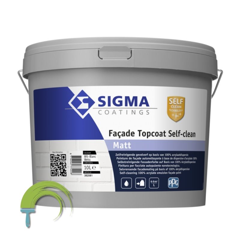 Sigma Façade Topcoat Self-Clean Matt Sigma Facade Self-Clean Matt – peinture de façade mate avec technologie NPS, autonettoyante et durable pour murs extérieurs