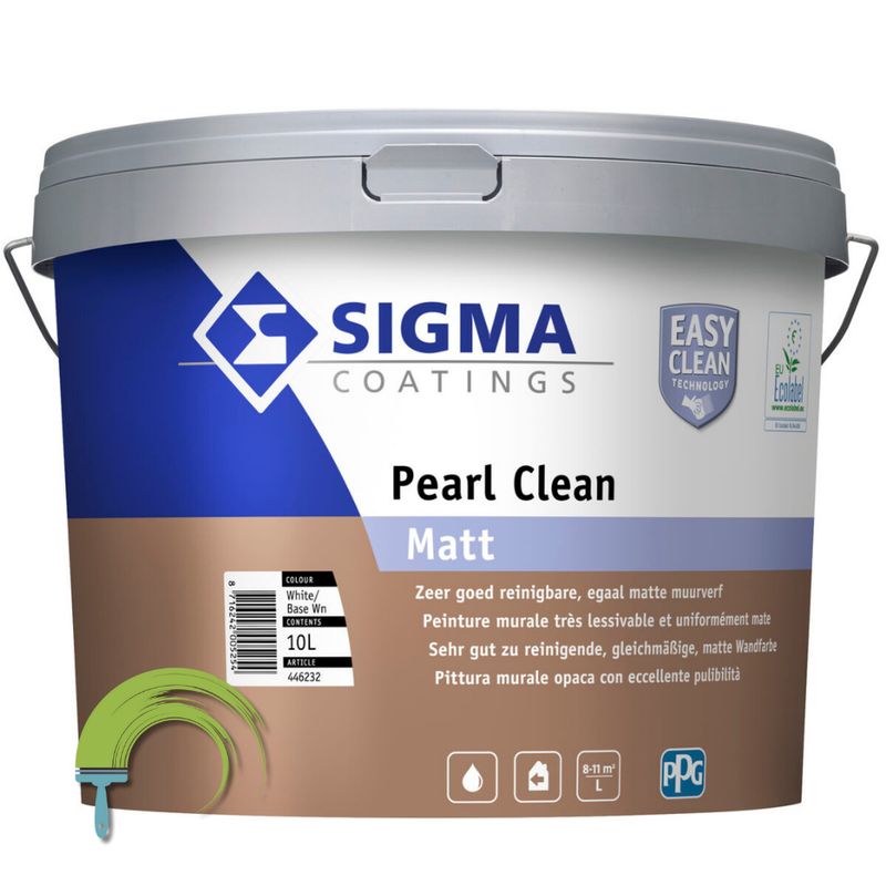 Sigma Pearl Clean Matt – afwasbare muurverf – mat – keuken en badkamer – schrobklasse 1 – vlek- en vuilafstotend – milieuvrie