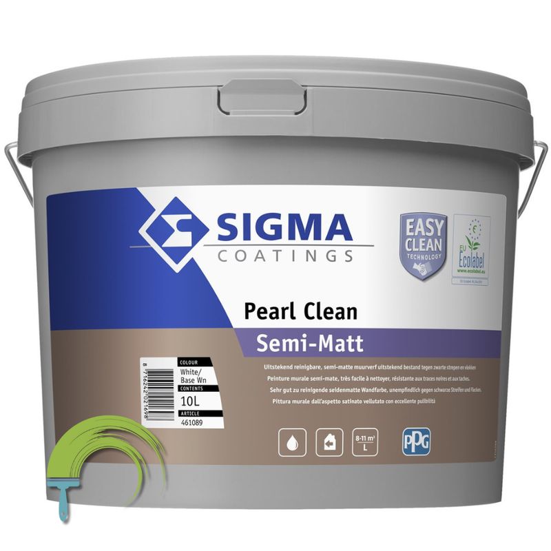 Sigma Pearl Clean Semi-Matt – afwasbare muurverf – semi-mat – keuken en badkamer – schrobklasse 1 – vuilafstotend – HACCP ges